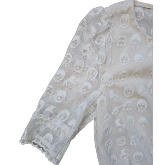 Jill by Jill Stuart White Textured Lace Romper Sz S Elegant Feminine Resortwear - Picture 4 of 16